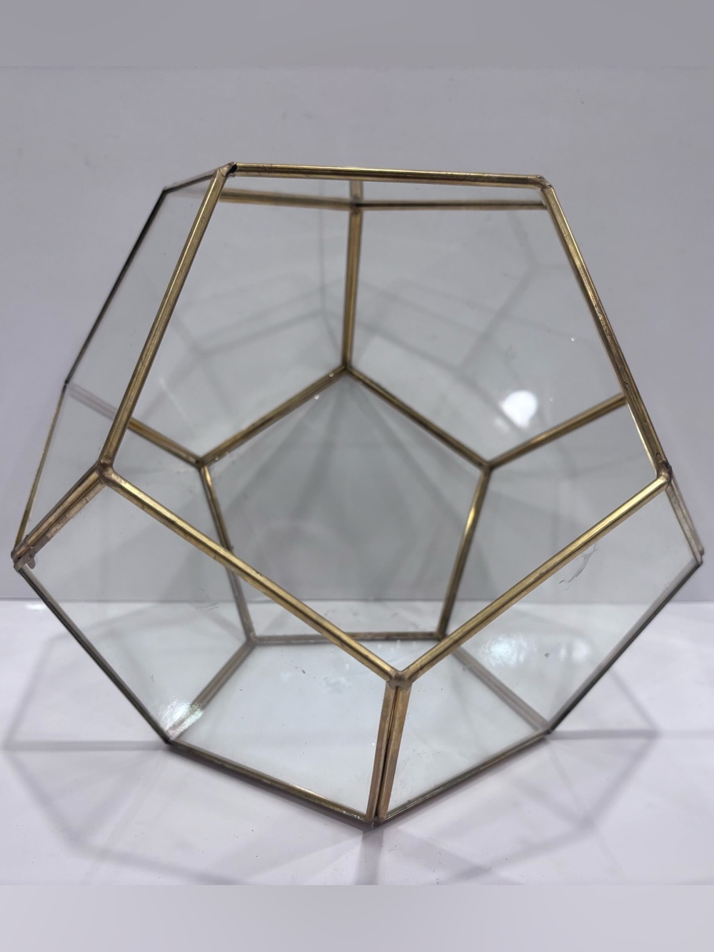 Vintage Brass Glass Mirror Back Curio Cabinet Display Case mcm
